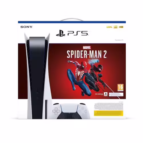 Console Sony Playstation 5 + Marvel's Spider-Man 2 + Manette sans fil DualSense Blanc et Noir
